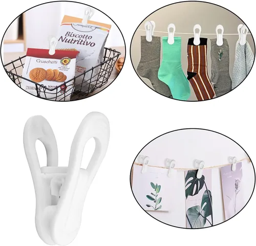 Vista 5 de Clips de plástico resistentes para colgar – multiusos para jeans, faldas, suéteres y pantalones (30 unidades, blanco)
