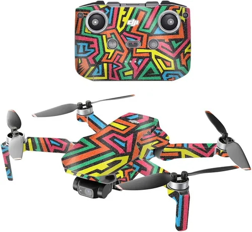 Vista 11 de MightySkins brillo brillante compatible con DJI Mini 2 Drone portátil – Polígono gris Protector, duradero acabado brillante brillante Fácil