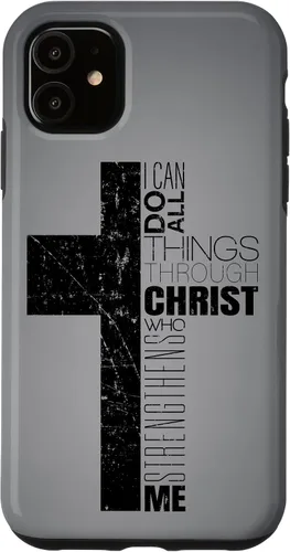 Vista 8 de iPhone XS Max Negro Cristiano Cruz Religiosa Biblia Verso Filipenses 4 13 Caso