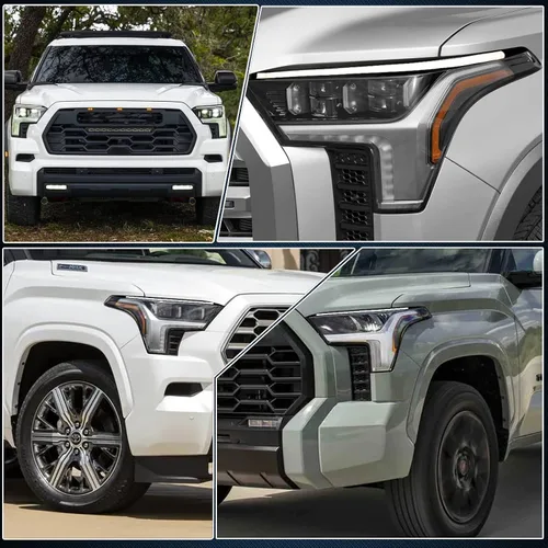 Vista 7 de Switchback - Cubiertas de faros delanteros con molduras color blanco/ámbar, función LED, luz de circulación diurna, señal de giro ámbar secuencial