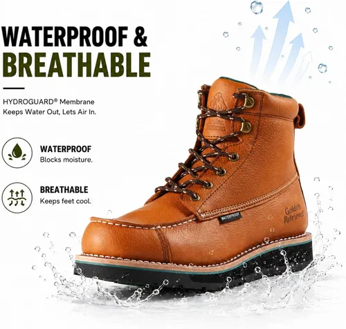 Vista 2 de Golden Retriever 6" Botas de trabajo con punta compuesta/blanda para hombre, con cuña impermeable tipo mocasín, resistentes al aceite/deslizamiento