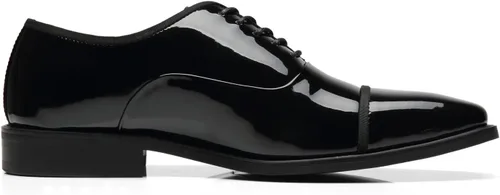 Vista 3 de Tuxedo Shoes Patent Leather Wedding Shoes for Men Cap Toe Lace up Formal Business Oxford Shoes
