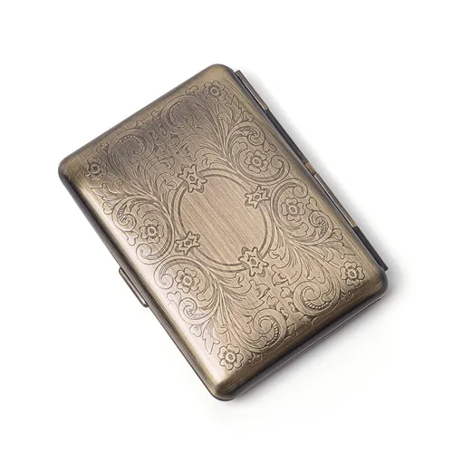 Vista 8 de Caja de cigarrillos de metal, para mujeres y hombres, clip de resorte portátil de doble cara, capacidad para cigarrillos de 18-20 de 3.937 in (negro)