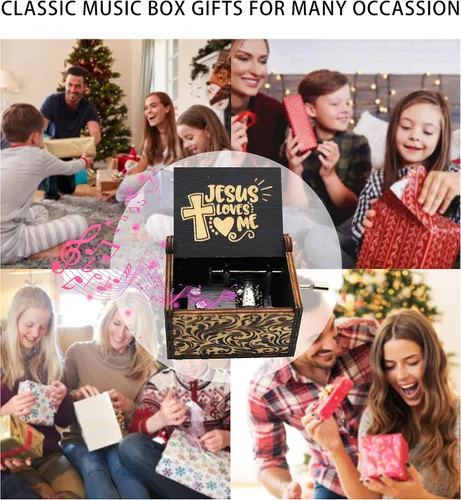 Vista 3 de Caja de música de madera, cajas de música Jesús Love Me, regalo para cristianos, amigos, idea de regalo para cumpleaños, graduación, Navidad, Año