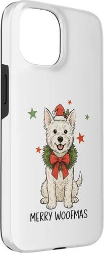 Vista 3 de Merry Woofmas White Terrier Dog Santa Hat Christmas Cute Dog Case for iPhone 15
