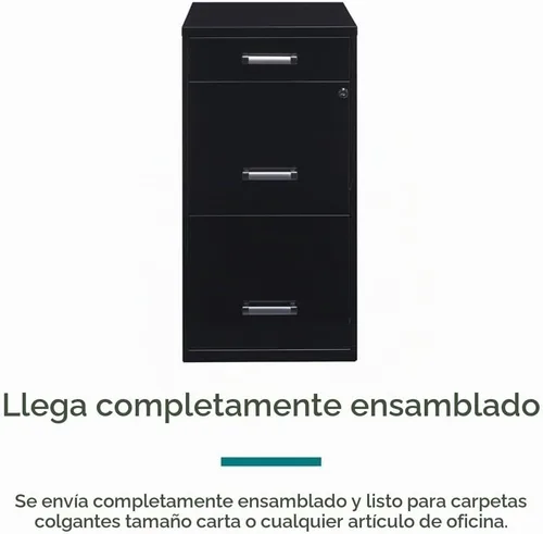 Vista 9 de Scranton & Co Archivador de metal moderno de 27.32 pulgadas de alto x 18 pulgadas de profundidad, con 3 cajones, con cajón para lápices, lados Negro