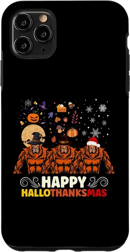 Vista 13 de iPhone 16 Halloween Thanksgiving Christmas Hallothanksmas Bigfoot Case