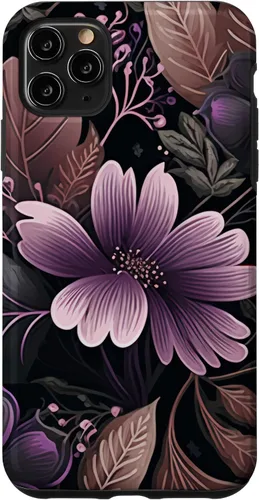 Vista 11 de Funda para iPhone 15 Moody Floral con Flores Moradas y Hojas Decorativas