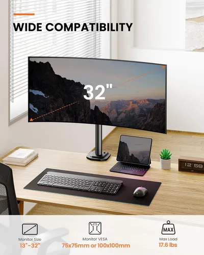Vista 2 de Ergear Soporte de monitor para la mayoría de pantallas de computadora de 13 a 32 pulgadas de hasta 17.6 libras, elevador de monitor LED LCD