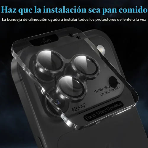 Vista 5 de YWXTW Protector de lente de cámara para iPhone 17 Pro/iPhone 17 Pro Max, [bandeja de instalación de 1 paso] Protector de pantalla de vidrio