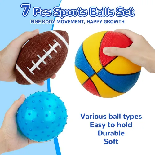 Vista 3 de Pelotas para niños pequeños de 1-3 años, juguetes deportivos para niños pequeños, juego de 7 pelotas deportivas de espuma suave para niños - pelota