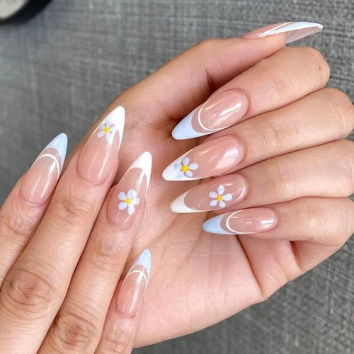 Vista 16 de Uñas postizas a presión de longitud media – 24 piezas de acrílico artificial reutilizables de cobertura completa para mujeres, diseño de corazón