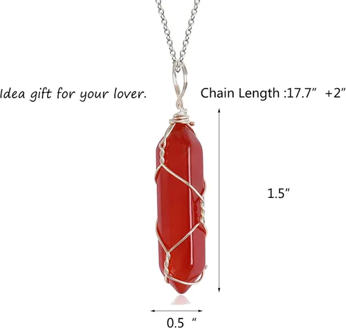 Vista 6 de Long tiantian Collares de cristal de cornalina para mujer, collar de cornalina con ágata, Cobre, Cobre