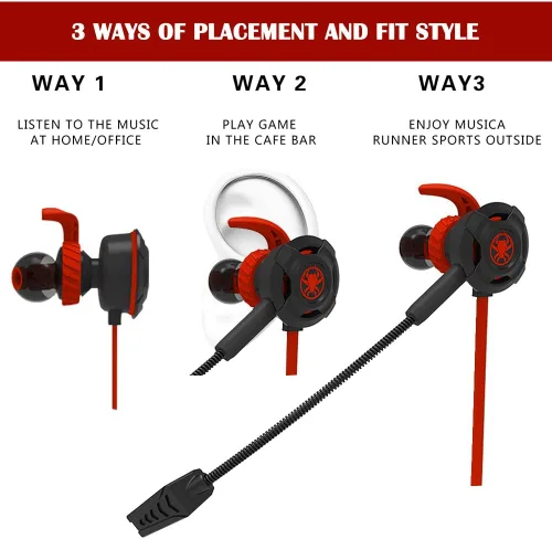 Vista 6 de maxin Auriculares E-Sport con cable con micrófono ajustable para PS4, computadora portátil, teléfono celular, etc. Auriculares con cable de 0.138in