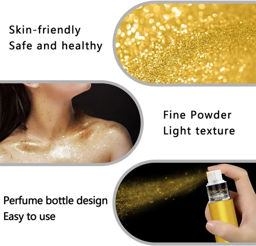 Vista 6 de Pulverizador de purpurina para cabello y cuerpo, polvo de purpurina holográfica, purpurina brillante para la cara, el cuerpo y la ropa, laca