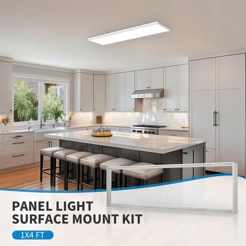 Vista 2 de Kit de montaje en superficie de 1 x 4 para panel plano LED, marco de techo de aluminio para 12 x 48 x 3.13 pulgadas, bueno para panel iluminado