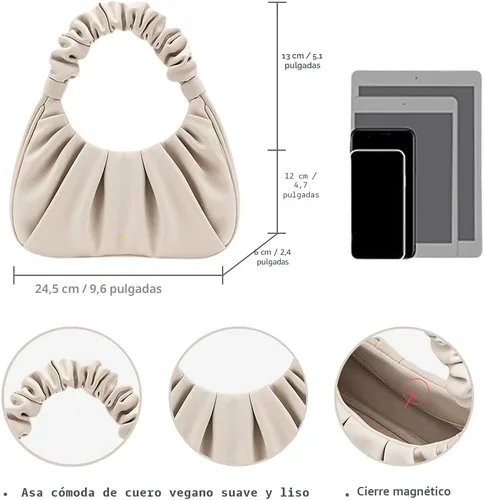 Vista 8 de JW PEI Bolso Hobo fruncido Gabbi para mujer Beige