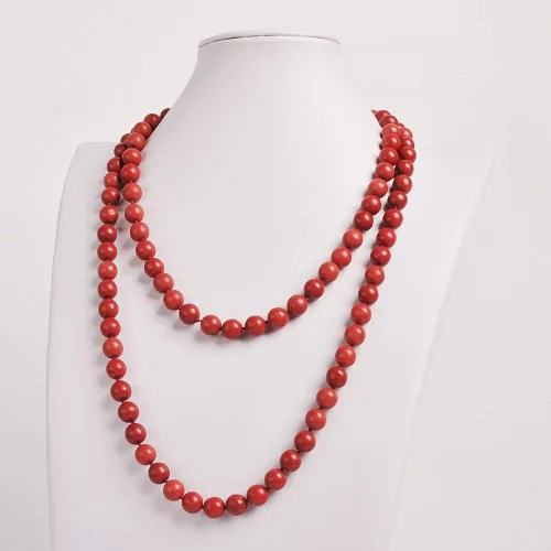 Vista 4 de Jane Stone Collar de cuentas redondas turquesas, joyería de moda