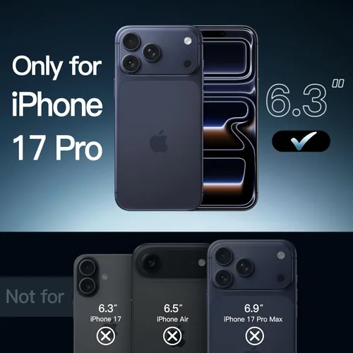 Vista 2 de JETech Funda para iPhone 17 Pro de 6.3 pulgadas, no amarillenta a prueba de golpes, parte trasera transparente antiarañazos (negro)