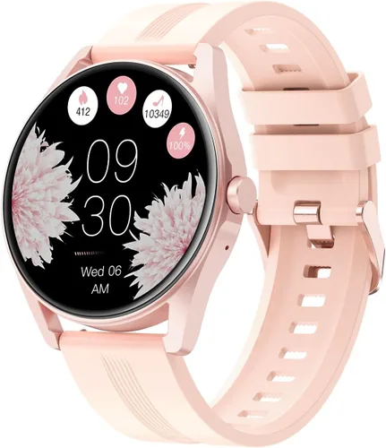 Vista 9 de HUAKUA Reloj inteligente para mujeres y hombres, responde/hacer llamadas Negro