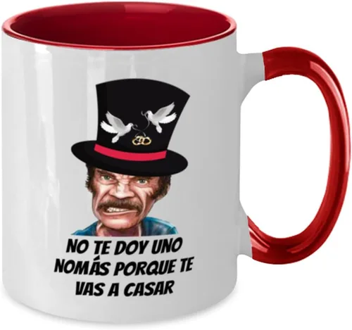 Vista 2 de Regalo para matrimonio taza de café 2 colores roja y blanco no te doy una nomas