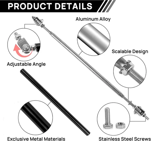 Vista 3 de Varillas de soporte divisoras, varillas de puntal divisor universal de 7.87 pulgadas, barra de puntal de labio frontal ajustable, 2 piezas, difusor