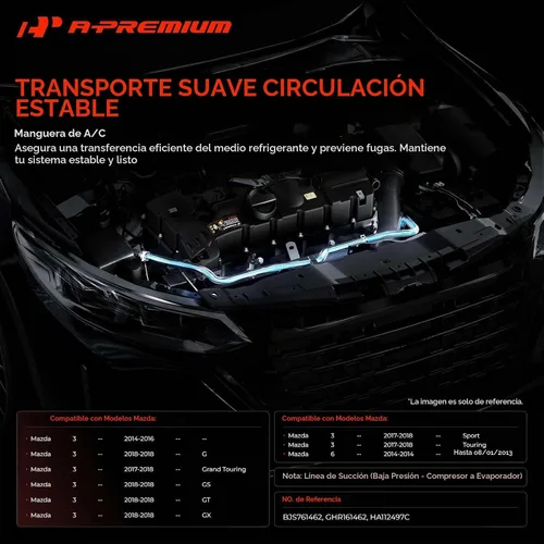 Vista 2 de A-Premium - Conjunto de manguera de succión A/C compatible con Mazda