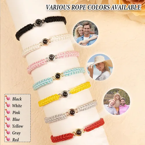 Vista 2 de Pulseras de fotos personalizadas, pulsera de proyección con imagen en el interior, pulsera personalizada para niñas, niños, mujeres, hombres