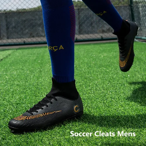 Vista 8 de Zapatos de fútbol para hombre, tacos de fútbol altos, con cordones, antideslizantes, pinchos AGFG, deportivos, fútbol sala, rugby, béisbol