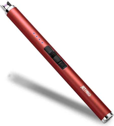 Vista 9 de Encendedor de velas recargable por USB, encendedor de arco electrónico, resistente al viento, sin llama, con botón de seguridad para camping, Negro