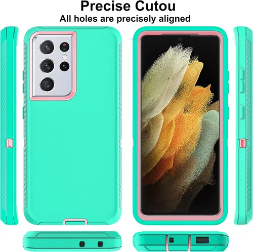 Vista 5 de Funda para S21 Ultra, funda para Samsung Galaxy S21 Ultra con protector de pantalla de TPU flexible autorreparable (paquete de 2), funda de Azul