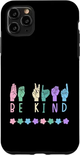 Vista 13 de Sign Language Be Kind Kindness ASL Pastel Pink Purple Blue Case for iPhone 16