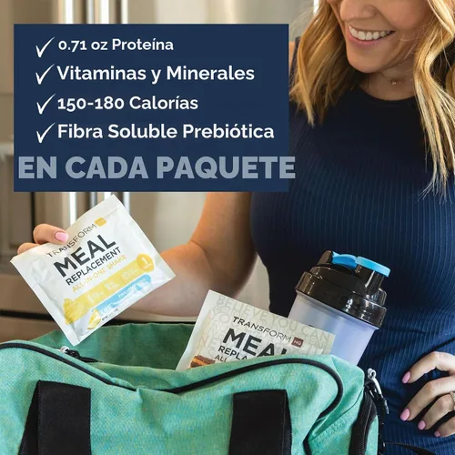 Vista 4 de TransformHQ - Caja variada de batido de reemplazo de comida con coctelera rosa 7 paquetes de batidos de una sola porción