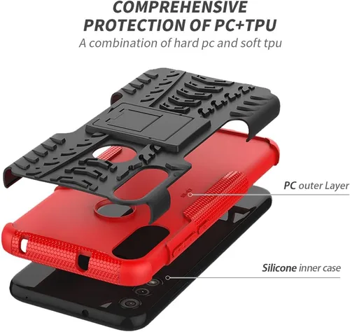 Vista 4 de Funda para teléfono Moto E, Motorola e con protector de pantalla HD, protector de silicona a prueba de golpes con función atril para Moto E (2020)