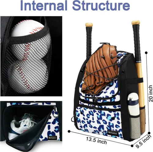 Vista 28 de Bolsa de béisbol juvenil con compartimento ventilado para zapatos, bolsa de bate de sóftbol para guantes de bateo, casco, equipo de teeball