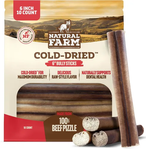 Vista 8 de Natural Farm Cold-Dried™ Bully Sticks de 6 pulgadas (5 unidades) - Masticables para perros sin olor, con alto contenido de proteínas, 100% carne