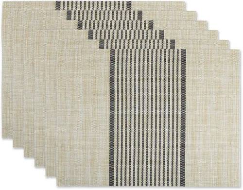 Vista 11 de DII Mantel individual tejido de PVC con rayas de granja negra