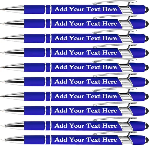 Vista 68 de Bolígrafos personalizados a granel grabados personalizados con punta de lápiz capacitivo, bolígrafos personalizados de tinta negra, regalos