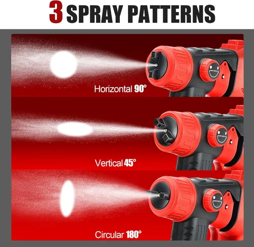 Vista 8 de Pulverizador de pintura inalámbrico para batería de 20V de Craftsman, pistola de pintura manual con 3 patrones de pulverización y 4 boquillas, ideal
