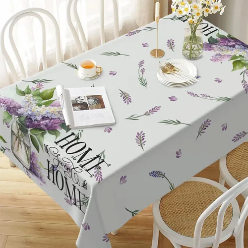 Vista 6 de Mantel rectangular decorativo con hojas de lavanda moradas para el hogar, mantel para comedor, barbacoa, picnic, mesa auxiliar, 52 x 70 pulgadas