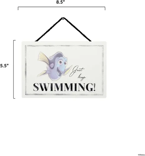 Vista 6 de Disney Buscando a Nemo Dory Frase Colgante de Madera para Decoración de Pared - Letrero de "Just Keep Swimming" para Decoración del Hogar
