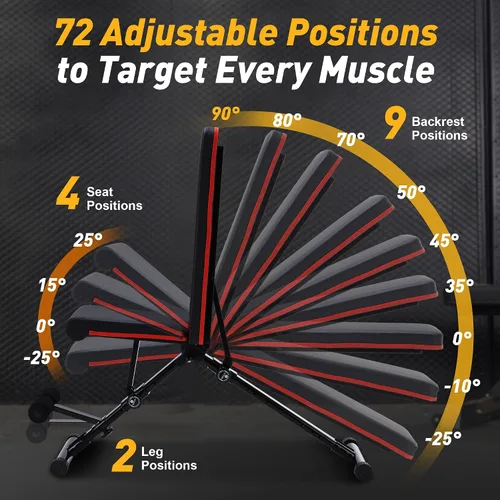 Vista 6 de Banco de pesas ajustable para gimnasio en casa, equipo de entrenamiento plegable para entrenamiento de fuerza de cuerpo completo, banco