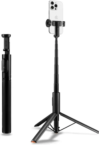 Vista 8 de Spigen Soporte de Trípode para Palo de Selfie con Control Remoto Bluetooth y Obturador, Extensible de 24", Compatible con MagSafe iPhone