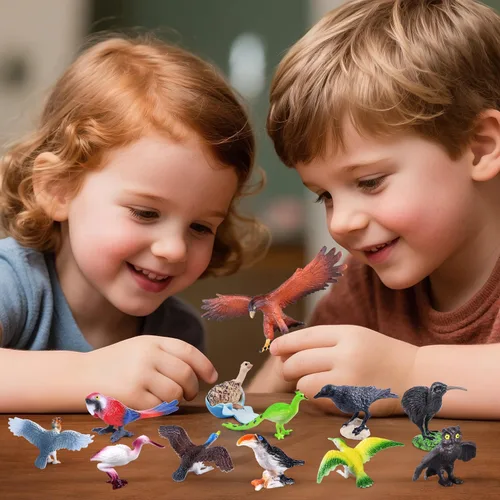 Vista 3 de SIENON Juego de 23 piezas de pájaros realistas, figuras surtidas de aves de vida silvestre con nido, cuervo, kiwi, avestruz, guacamayo, halcón