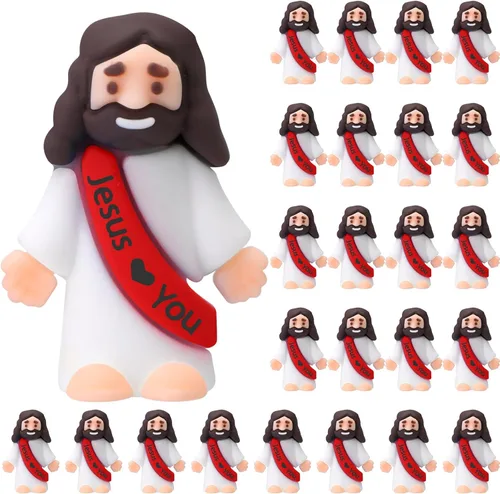 Vista 9 de Bememo 25 figuras de Jesús pequeñas figuras de Jesús, color blanco