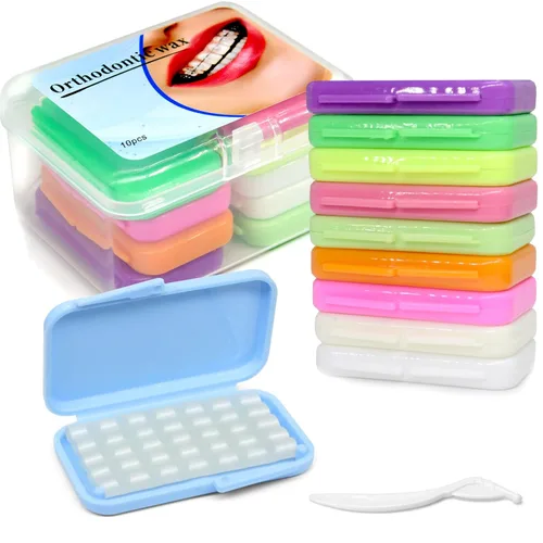 Vista 10 de BVN Cera dental: 10 cajas de tiras de cera de ortodoncia, cera de frenillos para dientes, cera ortográfica para aparatos ortopédicos, cera dental