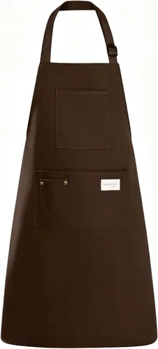 Vista 9 de Delantales de chef de algodón para hombres y mujeres, bolsillos grandes, material de lona