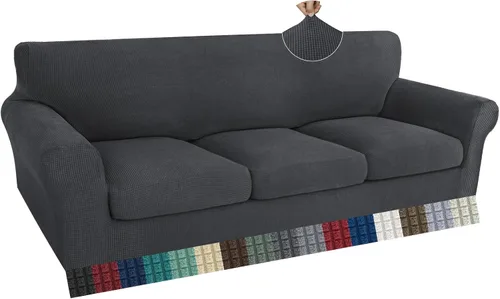 Vista 52 de ZNSAYOTX 2 fundas para sillas con brazos para sala de estar, súper suave, con funda de cojín de asiento, gruesa, duradera, mezcla de elastano, alta