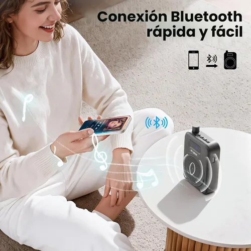 Vista 7 de Amplificador de voz inalámbrico para profesores, micrófono Lavalier Bluetooth Negro carbón