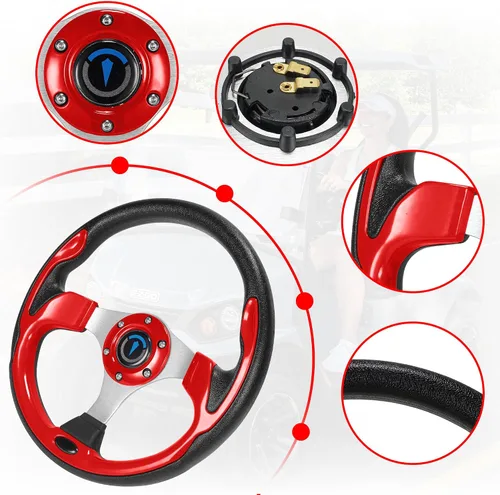 Vista 4 de Volante universal de carrito de golf para Club Car, EZGO, Yamaha, Star Car y otras marcas de carritos de golf y barcos. El adaptador se vende por